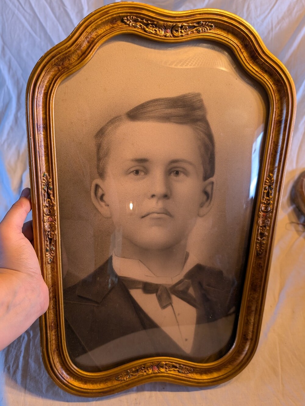 2/120$ Vintage Gold ornate pictures frame with slightly curved glass